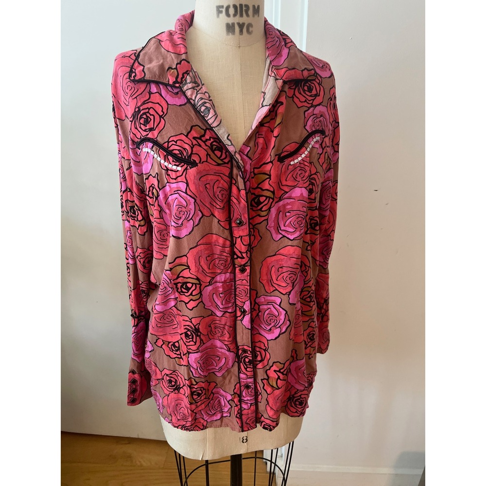 VTG WRANGLER Grateful Dead Bertha Rose Skull Custom  Button Down Size XL - Picture 2 of 11